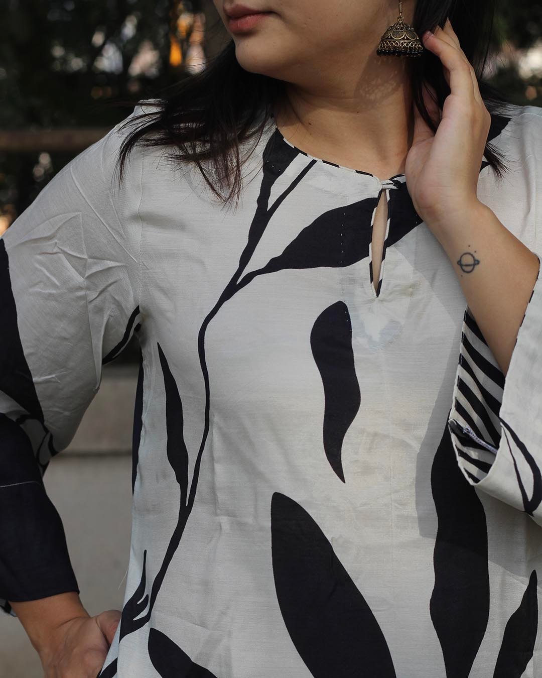 Bold contrast Pure cotton silk kurta set