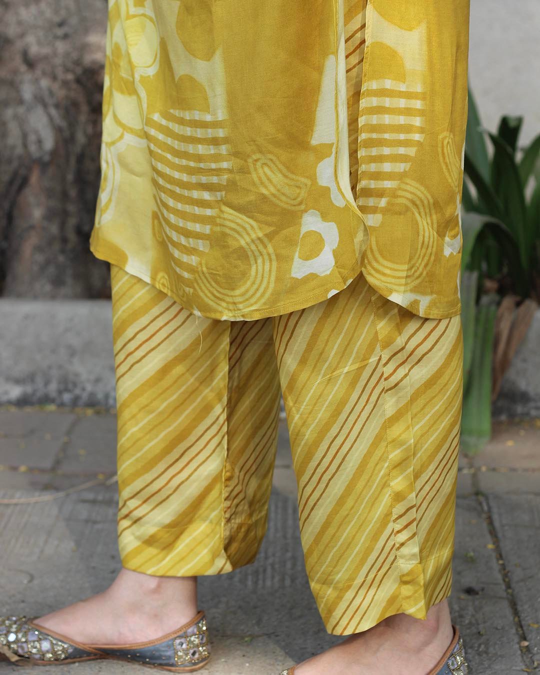 Marigold pure cotton silk kurta set